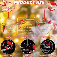 Ornements commémoratifs personnalisés en acrylique rouge cardinal transparent, Noël au paradis et cadeaux de sympathie pour la perte d'un être cher