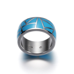 Anillos de Moda Azules Geométricos de 22MM, Resina Epoxi, Acero Inoxidable, Joyería, Regalo - Product Image 5