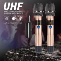Micro sans fil USB universel Aidi, un pour deux, personnalisable, connecteur micro sans fil UHF, réduction du bruit, éclairage LED, chant