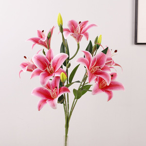 Artificial <b>Lily</b> Flower 9 Heads 56cm Stem High Simulation Plastic <b>Vase</b> Flowers For Wedding Home Decoration - Product Image 1