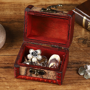 Mystic Arts Vintage Wooden Storage Box Mini Flip Lid <b>Map</b> Pattern Jewelry Desktop Organizer 6036J - Product Image 4