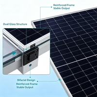 Panneau solaire bifacial de type N 570W 580W 590W, module PV monocristallin double vitrage, taille de cellule 156,75 mm, système d'alimentation pour toit résidentiel