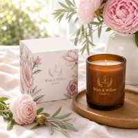 Kotak Lilin Karton Putih Pola Bunga Botani Kemasan Lipat Kustom untuk Lilin Kedelai MOQ Rendah Kotak Lipat