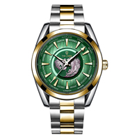 Montre-bracelet à quartz en alliage pour homme avec logo personnalisé, cadran 3D Terre, fuseau horaire mondial, lunette en acier inoxydable et bracelet bicolore