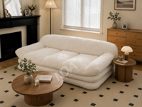 Modernes Komprimiertes Lazy-Stoffsofa, Weiches Minimalistisches Cremefarbenes Sofa, Platzsparende Möbel für Kleine Wohnungen