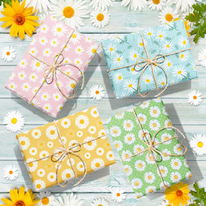 Huancai 12 pezzi fiori margherite <span class=keywords><strong>carta</strong></span> da imballaggio <span class=keywords><strong>carta</strong></span> regalo piatta fai da te per forniture per feste nuziali - Product Image 5