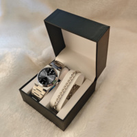 Montre-bracelet homme Gohuos 8807 haut de gamme, étanche, lumineuse, à quartz, en acier inoxydable, avec bracelet + coffret cadeau