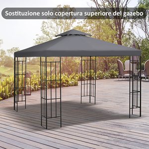 Outsunny 3x3m 2 Tier Gazebo resistente a los rayos UV Techo de repuesto Gris oscuro - Product Image 2