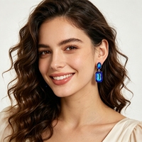 Boucles d'oreilles carrées vintage 2026 en argent incrustées de strass, style Europe et Amérique, pour femme, vente en gros, haute élégance