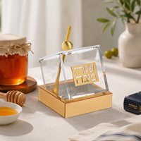 Ensemble de récipients à miel en acrylique avec couvercle magnétique et cuillère dorée pour cadeau de Rosh Hashanah, pot à miel en Lucite pour les fêtes juives, personnalisable en usine