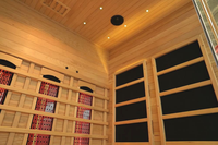 Sauna infrarouge moderne pour 4 personnes en bois massif avec panneau de commande informatique
