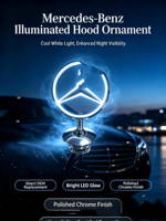 Emblème lumineux LED en alliage d'aluminium pour capot de voiture, logo lumineux pour Mercedes Benz W205 W213, extérieur