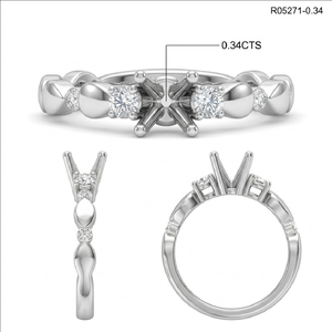 Offre exceptionnelle Hong Kong : Bague de fiançailles et d'anniversaire classique en or blanc massif 18 carats avec diamant véritable, semi-monture de luxe - Product Image 4
