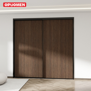 Moderno Trending in alluminio chiaro profilo grafite omogenea piastra riempita scorrevole in legno porta interna per alberghi centri commerciali - Product Image 3