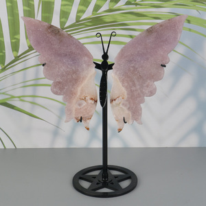 CHUSE - Alas de Mariposa de Cristal Natural, Alas de Cuarzo Rosa con Base de Metal para Decoración del Hogar - Product Image 2