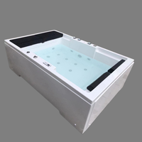 Baignoire Spa 2 Personnes 1800x1200mm avec Moteur Chauffant Certifié CE, Massage Combo 6 Jets (Hydromassage à Air), Cascade et Jets, pour Hôtels