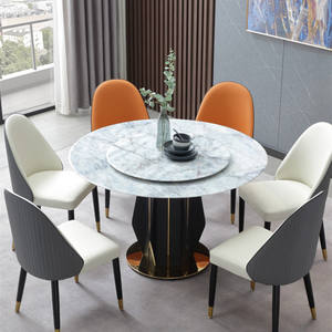 Piccolo tavolo da pranzo rotondo con centro rotante Set da pranzo moderno con 6 sedie tavolo da pranzo in marmo Set 4 sedie - Product Image 6