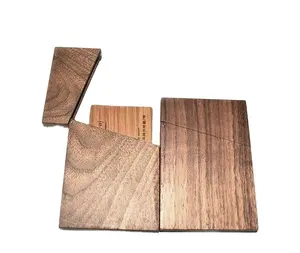 Bán Buôn Tùy Chỉnh Chủ Thẻ Kinh Doanh Walnut Gỗ Trường Hợp Thẻ Với Đóng Cửa Từ