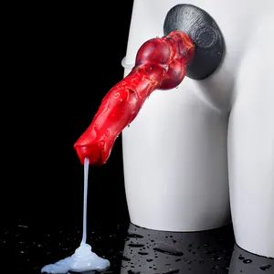 Prezzo di fabbrica fantasy silicon sex toy dog animal penis dog knot squirting dildo per donne adulte