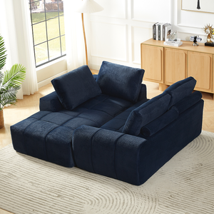 Luxury Faux Fur L-Shaped Sectional <b>Sofa</b>, Oversized Minimalist <b>Sleeper</b> Couch, No Assembly, Ideal for Living Room & Apartment - Product Image 1