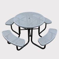 Table de pique-nique ronde en métal commerciale d'extérieur mobilier de jardin table à manger en acier table basse de patio extérieur avec trou pour parapluie