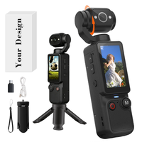 Cámara Digital Portátil para Vlogs de 2000mAh, Cámara de Acción Compacta Inalámbrica de Bolsillo 180 °   Cámara de Video Inteligente con Lente Giratoria