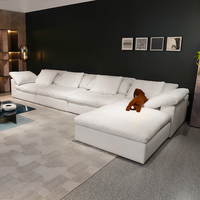 Modulares L-förmiges Sofa mit Ottoman, Komfortable Cloud-Couch, Sektionalsofa für Wohnzimmer, Wohnmöbel