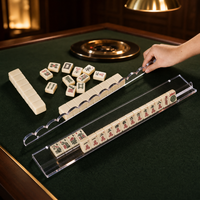 Poussoir de tuiles de Mahjong américain, lot de 4, support portable en acrylique transparent, rail arrière festonné, Mahjong moderne transparent