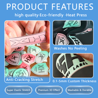 Patch logo en silicone extensible haute élasticité, personnalisé, 3D en relief, thermocollant pour vêtements de sport et d'activités physiques