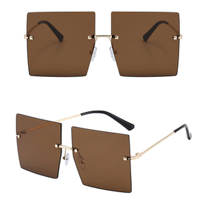 Trendy Fashion High Quality <strong>Square</strong> Geometric Shades Oversized Rimless Rectangle <strong>Sunglasses</strong> - Product Image 5