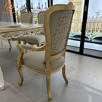 Hôtel Vintage Français Européen De Luxe Personnalisable Classique Ensemble Appartement En Cuir Véritable Royal En Bois Massif Chaise De Salle À Manger