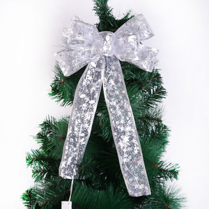 Led pita Natal untuk dekorasi pohon gantung warna-warni hadiah ornamen gantung perak cap pita tepi kawat Natal - Product Image 5