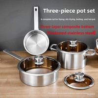 Kompor Induksi Tipe Lurus Bahan Stainless Steel, Cocok untuk Set Peralatan Masak Panci Dasar Ganda Gaya Cina, Baja Komposit Tanpa Lapisan