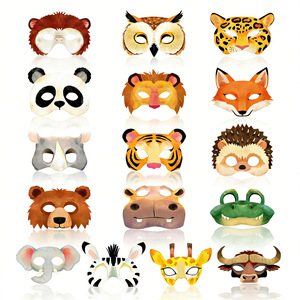 Set di 16 Maschere di Animali a Tema Safari per Decorazioni Festa Bambini, Leone, Tigre e Altri, Accessori per Foto Booth per Giochi dell'Asilo - Product Image 5