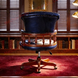 Forest <strong>Green</strong> Topgrain Leather Tufted Cherry Wood Frame 360 Swivel, Height Adjustable Executive <strong>Chair</strong> for <strong>Office</strong> - Product Image 3