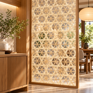 Vente en gros de panneaux en PMMA transparents à motif géométrique en bambou, en acrylique tissé en rotin, pour meubles et décoration intérieure - Product Image 1