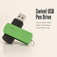 Flashdisk USB Putar Logam Grosir Custom, Pen Drive Putar 4GB 8GB 16GB 32GB untuk Souvenir Perusahaan