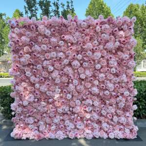 Nuevo estilo mixto Arco Iris Color 5D Roll Up tela Base Ombre boda Floral telón de fondo decoración seda Artificial Panel flor pared - Product Image 2