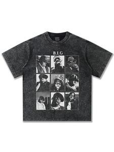 Camiseta Gráfica con Collage de Fotos de <span class=keywords><strong>Notorious</strong></span> B.I.G. para Hombre, Seda/Algodón, 280 GSM, Cuello Redondo, Estilo Oversize, Hip Hop Clásico - Product Image 3