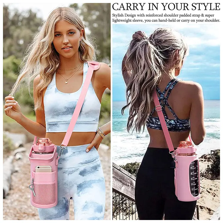 Individuelle Aufbewahrungshülse Crossbody verstellbare mobile Wasserflasche Schutzhülle Warmwasserflasche mit Riemen für Damen