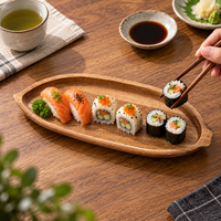 Plateau de table en acacia durable pour servir des aliments en cuisine, des sushis, du café, des biscuits, des fruits, plateau en bois, plat de service, plateau de rangement