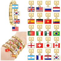 Bracelet à breloques italien en acier inoxydable avec élément drapeau, module DIY, pendentif à assembler, accessoire polyvalent transfrontalier