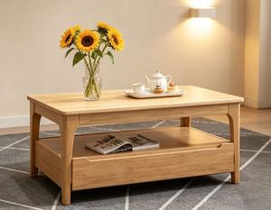 Modern Solid Wood Coffee <b>Table</b> with Storage <b>Drawer</b> Scandinavian Living Room Furniture - Product Image 3