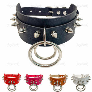 JoyPark 패션 펑크 록 고딕 스파이크 SM 초커 큰 O-라운드 내구성 하이 퀄리티 PU 가죽 스터드 리벳 칼라 목걸이 - Product Image 3