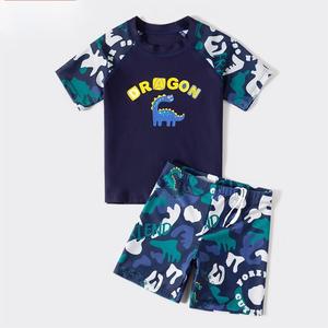 Maillot de bain d'été pour garçons, motif dessin animé, ensemble 2 pièces, séchage rapide, respirant, short de bain à manches courtes pour enfants - Product Image 3