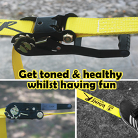 Çocuklar ve Yetişkinler için 50FT Uzun Polyester Slackline Seti, Kilitli Kayışlarla