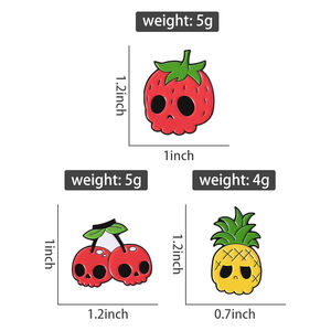 水果头骨珐琅别针卡通樱桃草莓菠萝胸针徽章翻领帽子配件儿童朋友珠宝礼品 - Product Image 6