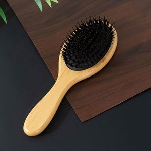 Boar bristle แปรงหวีผมผู้หญิงหวีไม้หวีสางผมแปรงผมอุปกรณ์ตัดผม - Product Image 5