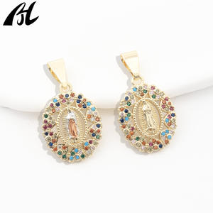 Liontin religius Eropa Amerika berlapis emas dengan tembaga bertatahkan mikro zirkon berwarna liontin perawan mode liontin & jimat - Product Image 2