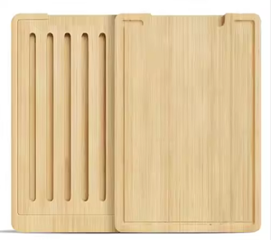 Planche à découper en bambou et bois naturels avec bac à miettes intégré - Product Image 3